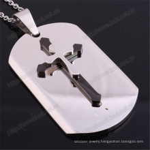 Stainless Steel Custom Dog Tag Necklace with Plated Cross (IO-st250)